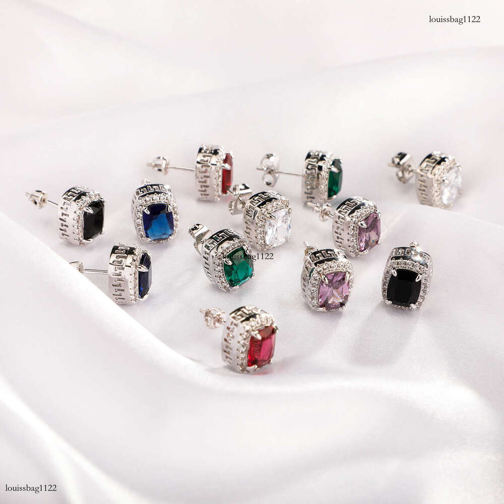 Inshiphop Hip-Hop Style Colorful Large Zircon Personality Earrings Gold Jewelry