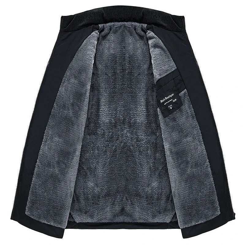 Mens Puffer Jacket Plush Thickened Parka Stand Collar Jacket Mens Winter Warm Thick Zipper Coat Padded Overcoat for Men W250809