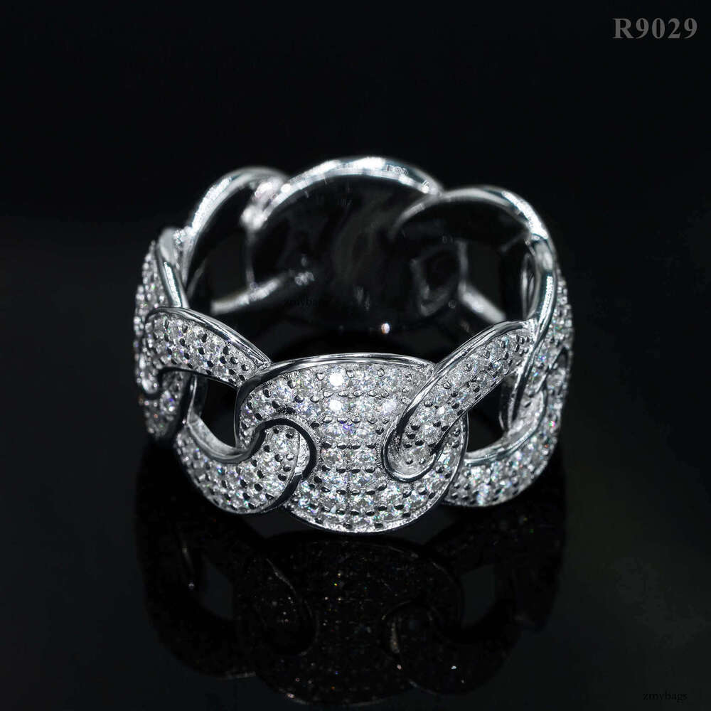 HIPHOPBING Hip Hop Circle Iced Out VVS Full Inlaid D Color Moissanite Men's Dia Ring Fashion