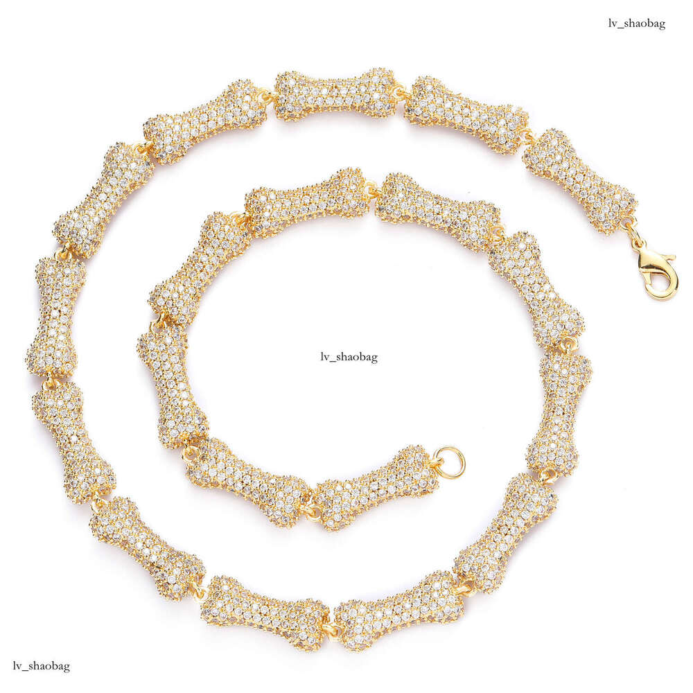 New Bone 10mm Full Moissanite chain Pink Choker Personality Unisex Hip Hop Necklace