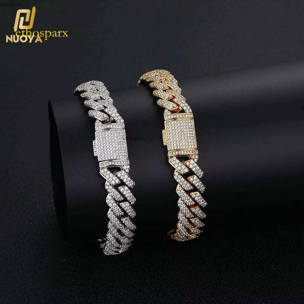 Hot Sale 10mm Dia Iced Out Two Row CZ Stone Sier Miami Cuban Link Bracelet