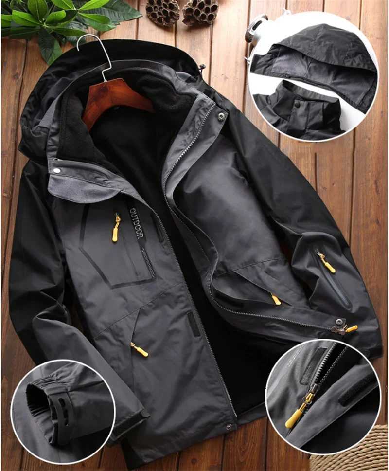 Sportwear Ski Camping Jacket Windbreak Waterproof Outdoor Coat Men Climbing Hiking Coats Winter 3 in Fleece Lining Warm Jacket W250809