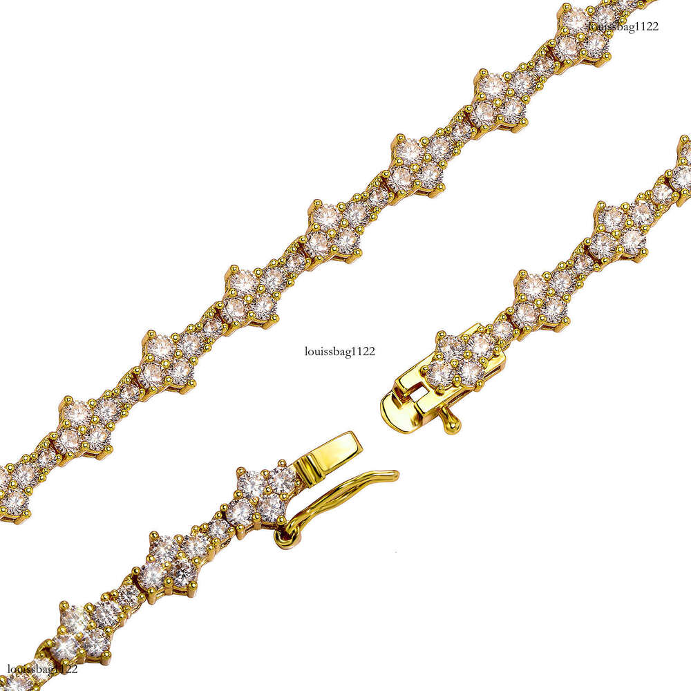 Full Zirconium Plum Blossom Bracelet Necklace Hip Hop Rap Polished Non-Prickly Airplane Tennis Chain