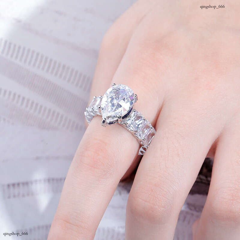 Water Drop Hip-Hop Women's Full Zircon Fashion Personality Ring Gold Jewelry