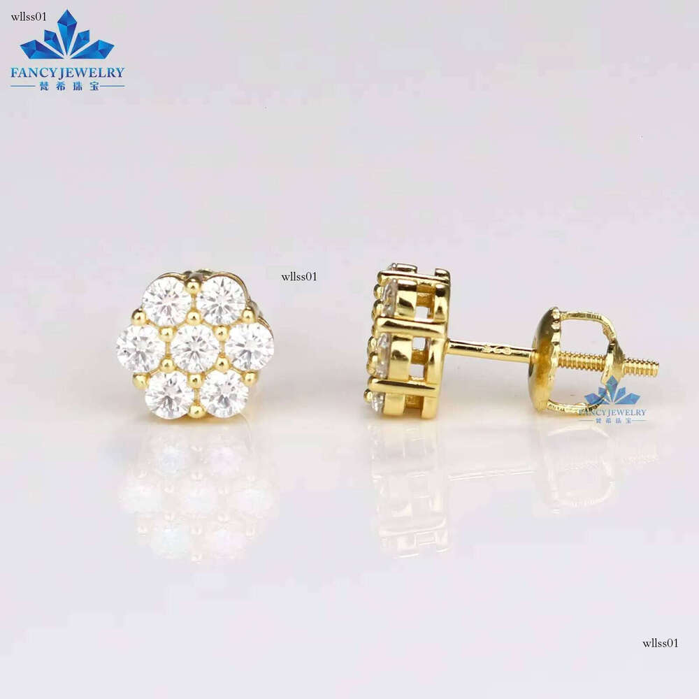 New Trendy Sterling Sier 8mm Flower Stud Earrings Moissanite Cluster Screw Back for Gift Party with GRA Certification
