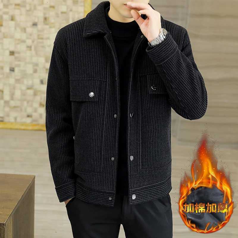High End Versatile Woolen Jacket Men Winter Thick Warm Short Trench Coat Lapel Slim Fit Casual Business Streetwear Overcoat 4XL XJ250809