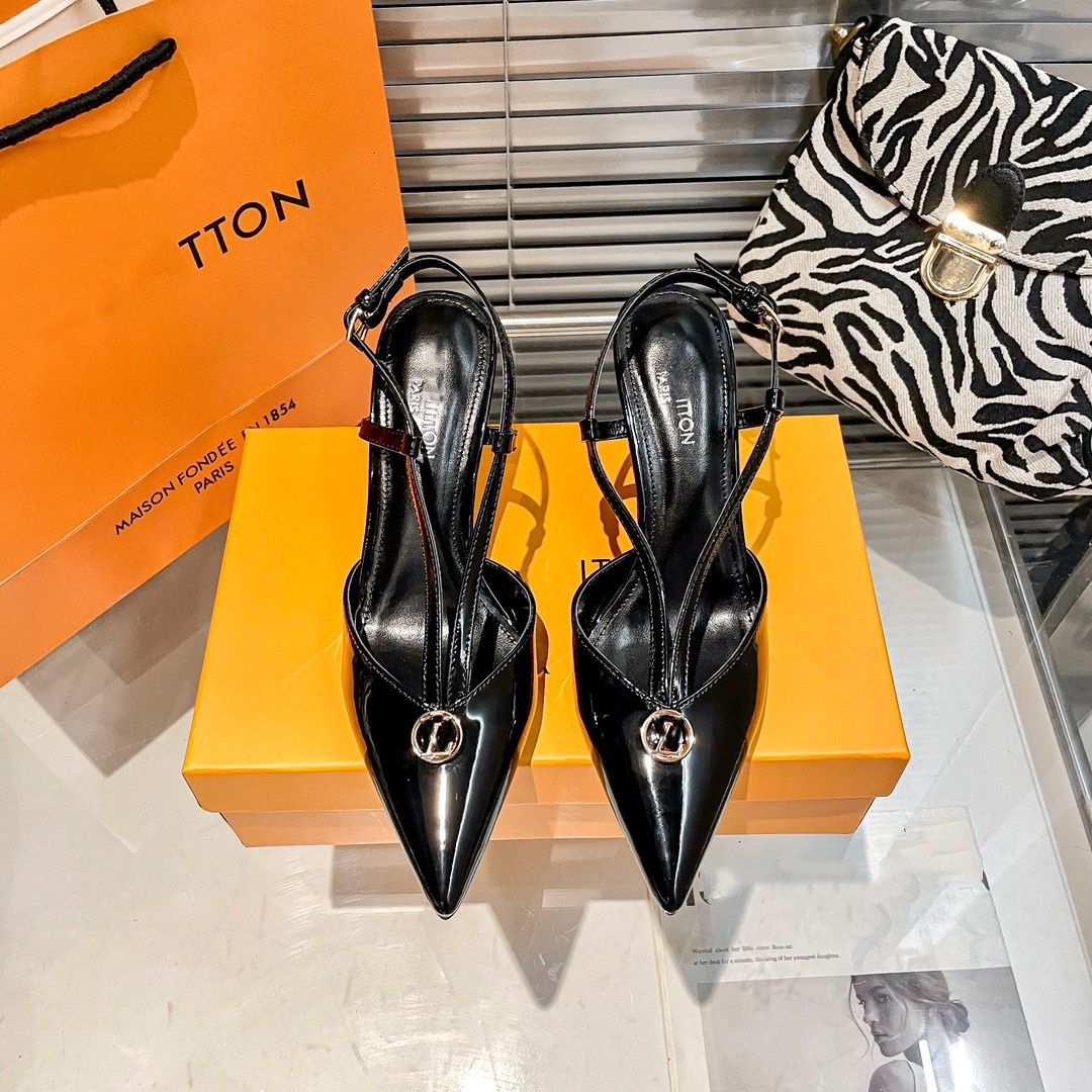 Designer stiletto heels Fashionable and luxurious pointed-toe ladies' high kitten heels Sexy and elegant bun-style Dress Shoes Backless Roman sandals