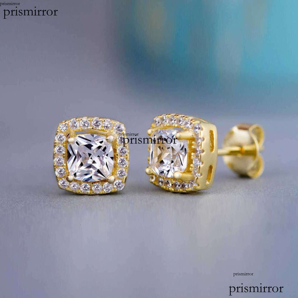 CAOSHI Square Round Cut Inlaid Stone Silver Rose Gold Plated Cubic VVS Moissaniteia Stud Earrings Women 2022