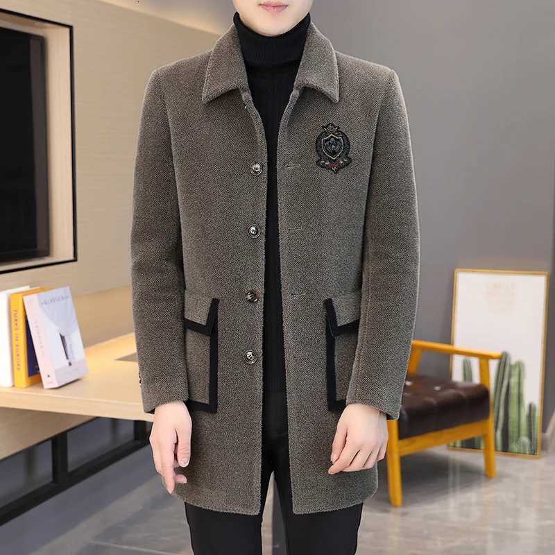 2022 Winter Imitation Mink Velvet Wool Blends Jacket Men Casual Business Long Coat Social Streetwear Slim Overcoat Windbreaker XJ250809
