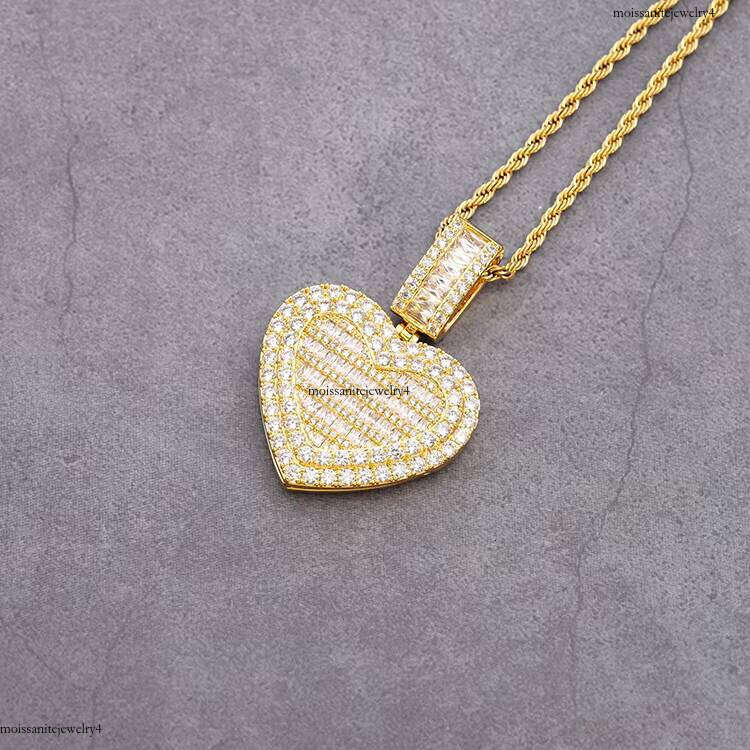 New Design Hip-hop Jewelry Sterling Sier VVS Moissanite Dia Heart Shape Pendant