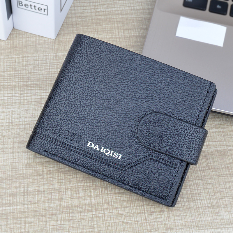 New Men's Designer Bag Short Wallet Youth Soft Leather Wallet Horizontal Fashion Luxury Bag Simple Buckle Lychee Pattern Wallet