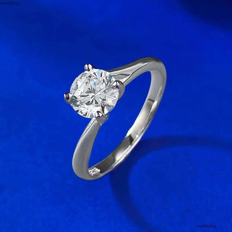 1CT Soilitaire Lab White Moissanite Dia Wedding Rings Simple Fine Jewelry Genuine 100% S Sterling Sier Eternity Women Engagement Crown Band Ring