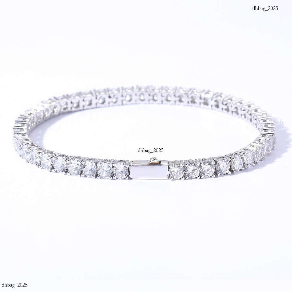 Sier Moissanite 3mm-6mm Tennis Chain White Gold Hip Hop Necklace with Certificate