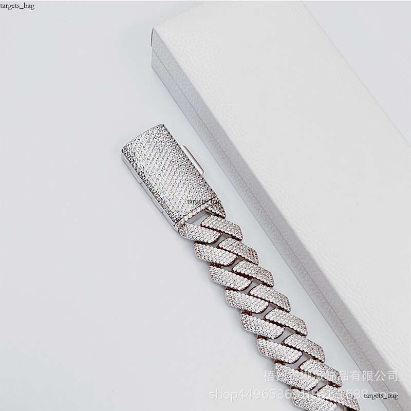 18mm 4 Row Sterling Silver Micro Pave Moissanite chain Cuban Bracelet Necklace Hip Hop Men's Trendy Style 111