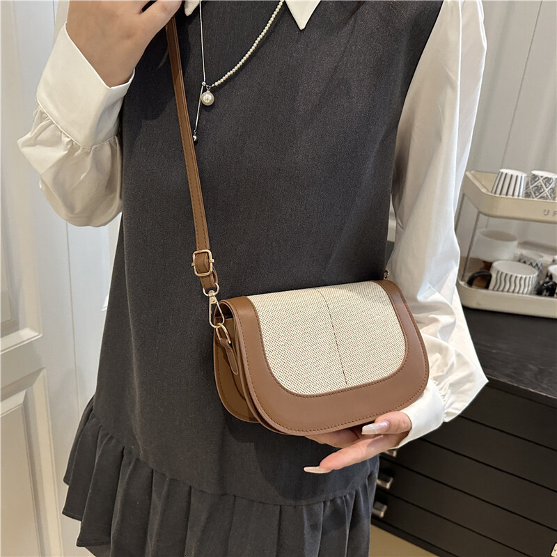 2025 Autumn New Fashionable Women s Shoulder Bag Flip Cover Color Block Saddle Armpit fashion Crossbody Niche Design Designer