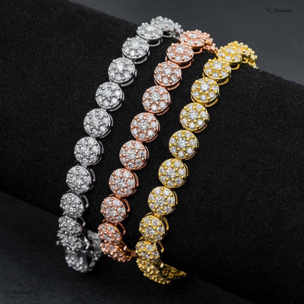 Hip Hop 7.9MM Sier Inlaid D Color Moissanite Unisex Bracelet Jewelry