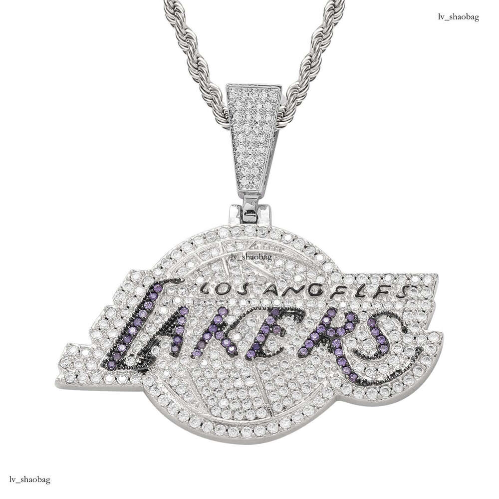 New Lakers Team Pendant Micro-Paved Moissanite chain Commemorative Fan Hip-Hop Necklace