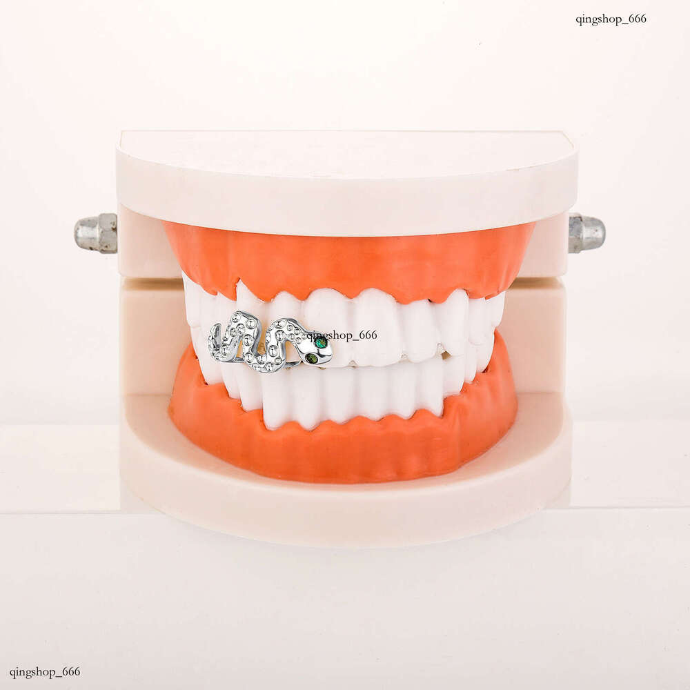 Green Eye Greedy Personality Gold Teeth Hip Hop Braces Lively Little Snake Versatile New Model