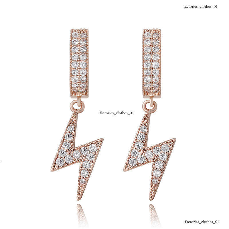 Ins Lighing Full Zircon Hip Hop Simple Gold Plated Women's Earrings