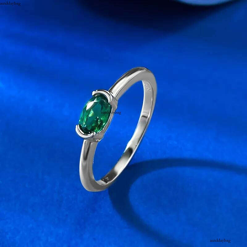 Choucong Ins Top Sell Unique Wedding Rings Simple Fine Jewelry Geunine 100% Sterling Sier Oval Cut Emerald Women Eternity Sweet Finger Ring For Lover 