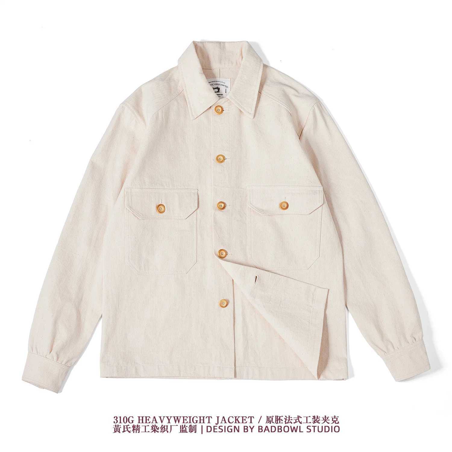 Vintage American-style Herringbone 00% Cotton Washed Raw Denim French Workwear Jacket 2025 Spring Autumn 30gsm W250809