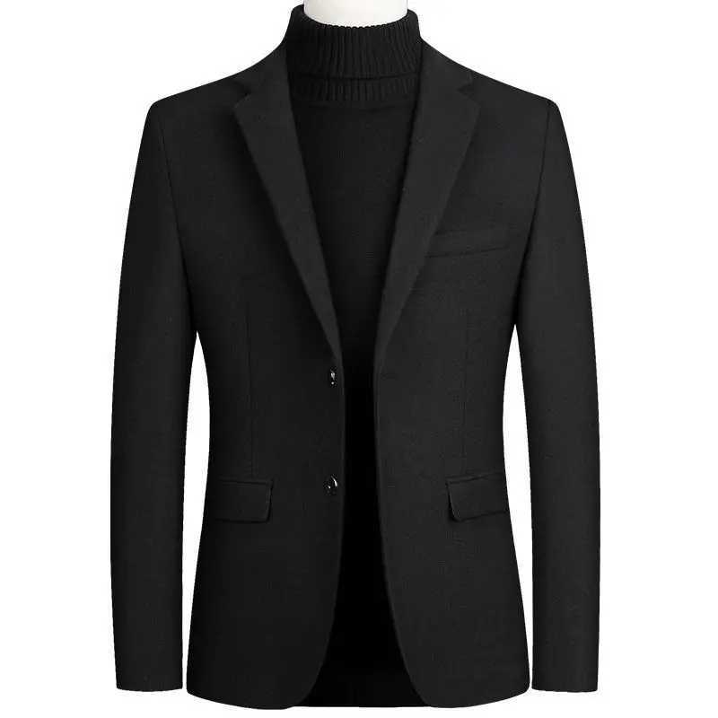 2025 Slim Fit Turn Down Collar Single Breasted Wool Blazers Cardigan Coats Long Sleeve Pockets Solid Business Jackets XJ250809