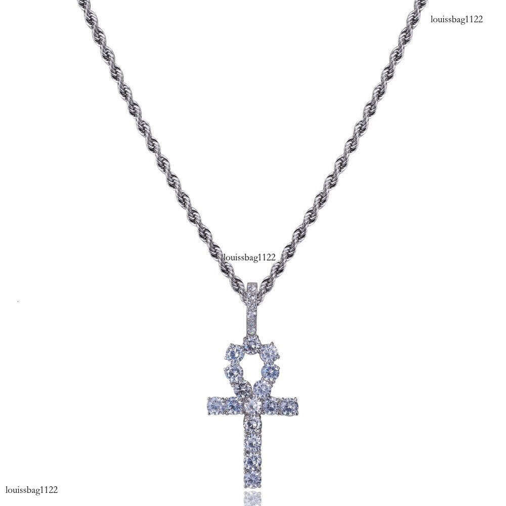 Hip Hop Cross Full Color Moissanite chain Pendant Fashion Personality Trendy Unisex Versatile Necklace Jewelry