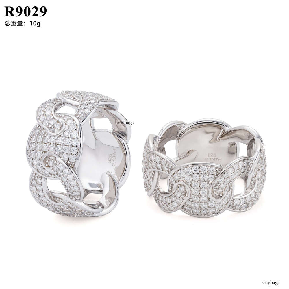 HIPHOPBING Hip Hop Circle Iced Out VVS Full Inlaid D Color Moissanite Men's Dia Ring Fashion