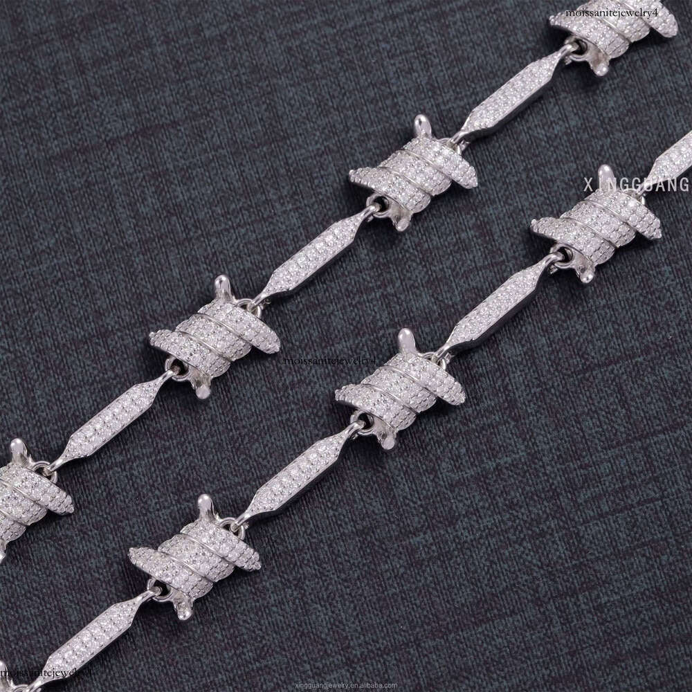 Hip Hop Jewelry VVS Dia Chain Men S Sterling Sier Round White Moissanite Cuban Link Bracelet