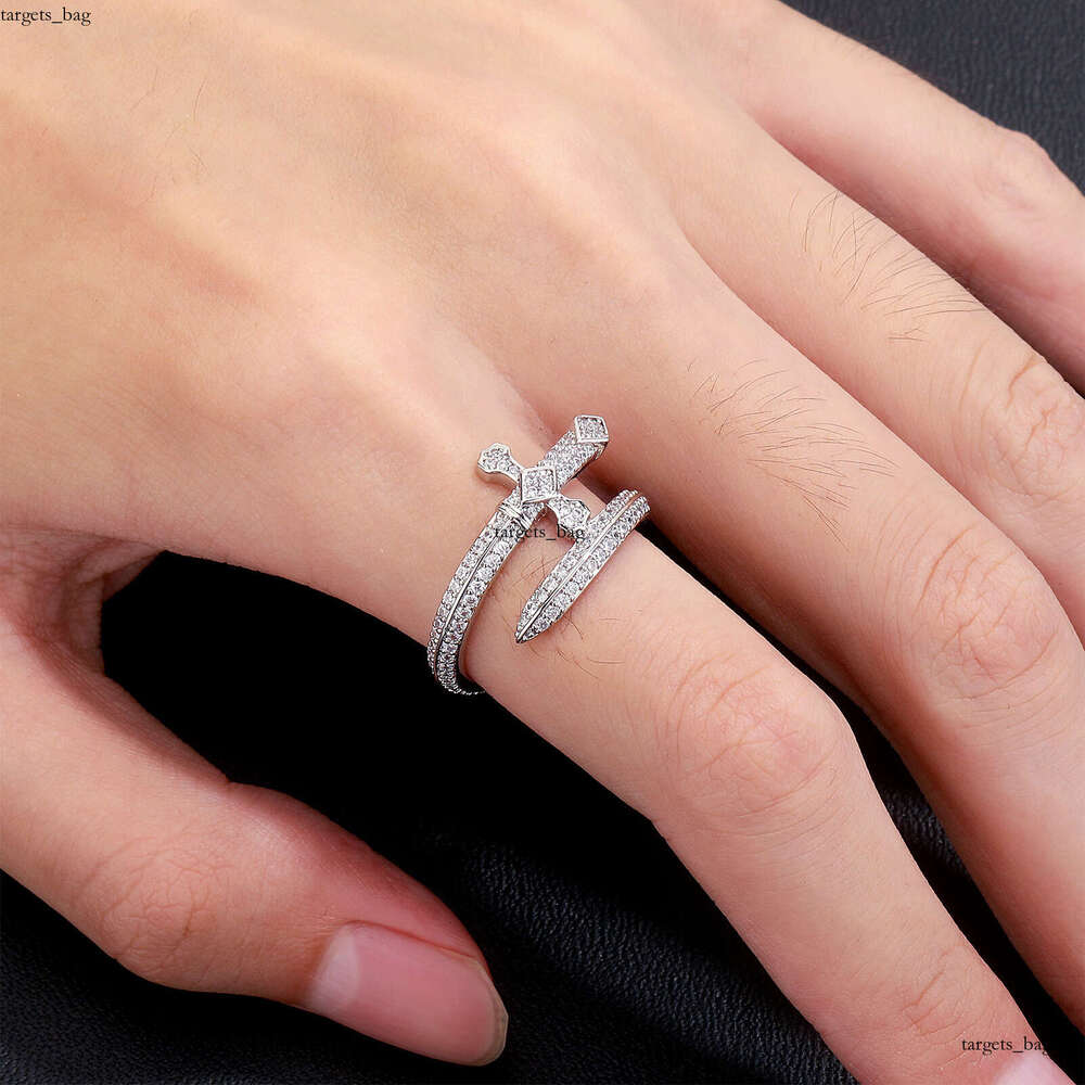 Men's Gold-Plated Diamond Sword of Justice Ring Couple Personality Band