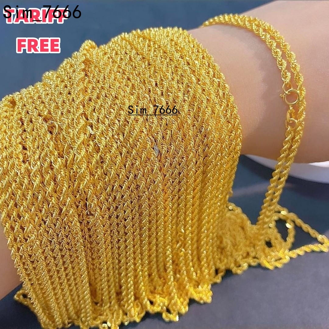 Wholesale AU750 18 Karat Pure Gold Rope Chain Necklace Gold Cuban Chain Real 10k 14k 18K Yellow Solid Gold Link Chain