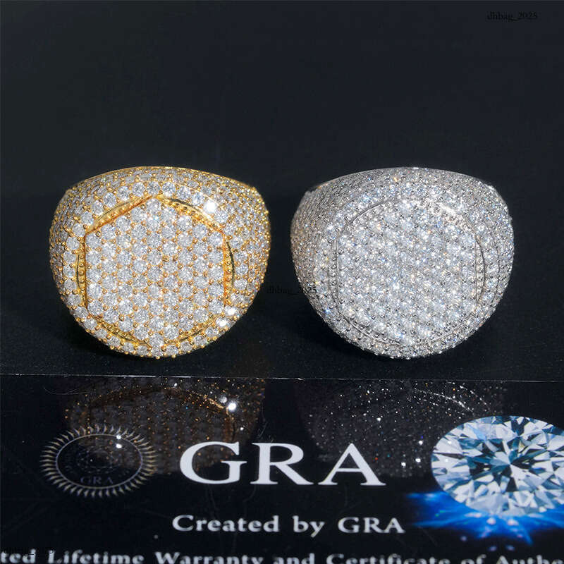 ICED OUT Silver Moissanite Men Women Classic Hip Hop fashion Ring