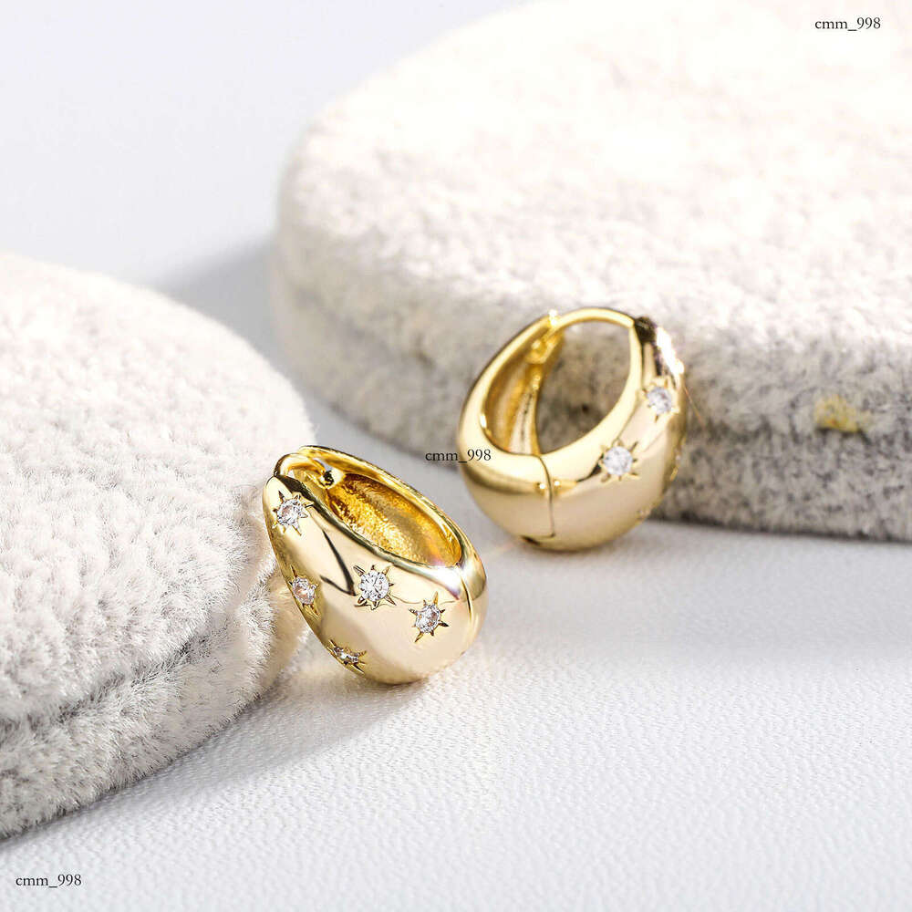 Star Dia Metal INS Women Trendy French Style Autumn Winter High-end Elegant Earrings Clips Daily Versatile Ear Jewelry