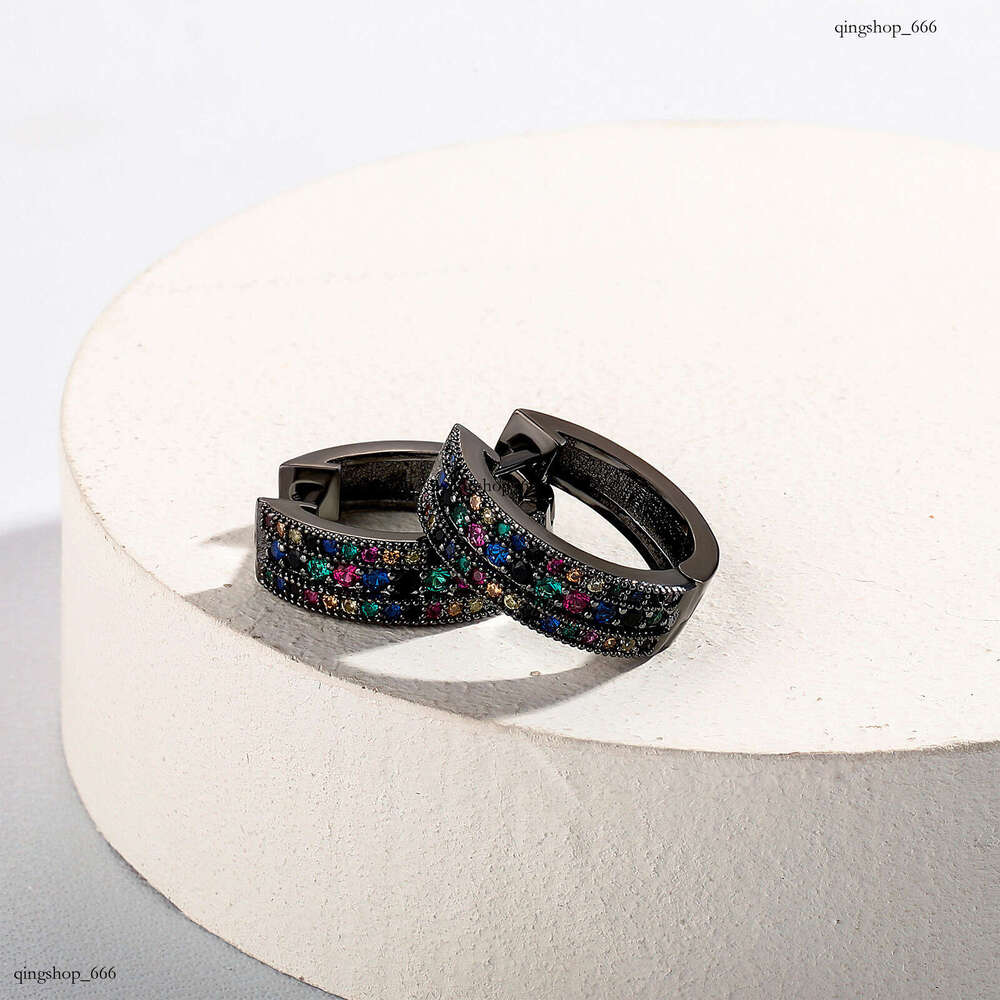 Hoop Micro Paved Colorful Zircon Individually Packaged Exquisite Hip-Hop Unisex Earrings Gold Australia