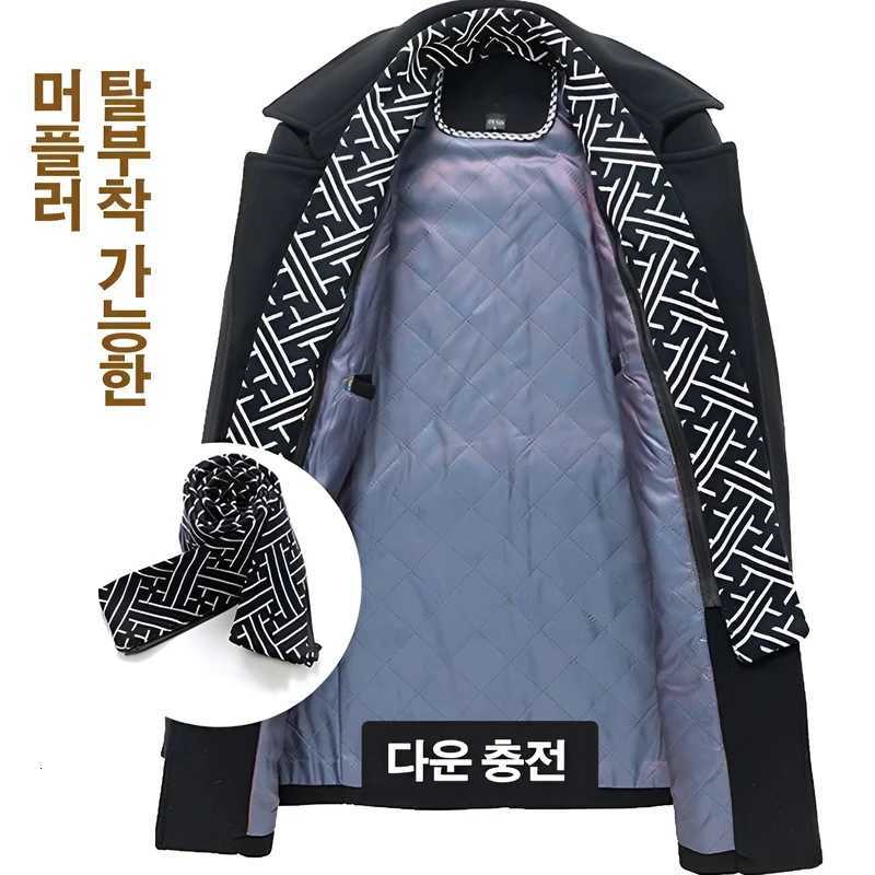 Mens Woolen Coats Fashion Thickened Mid Length Trench Turn Down Collar Warm Outerwear Business Casual Wool Coat XJ250809