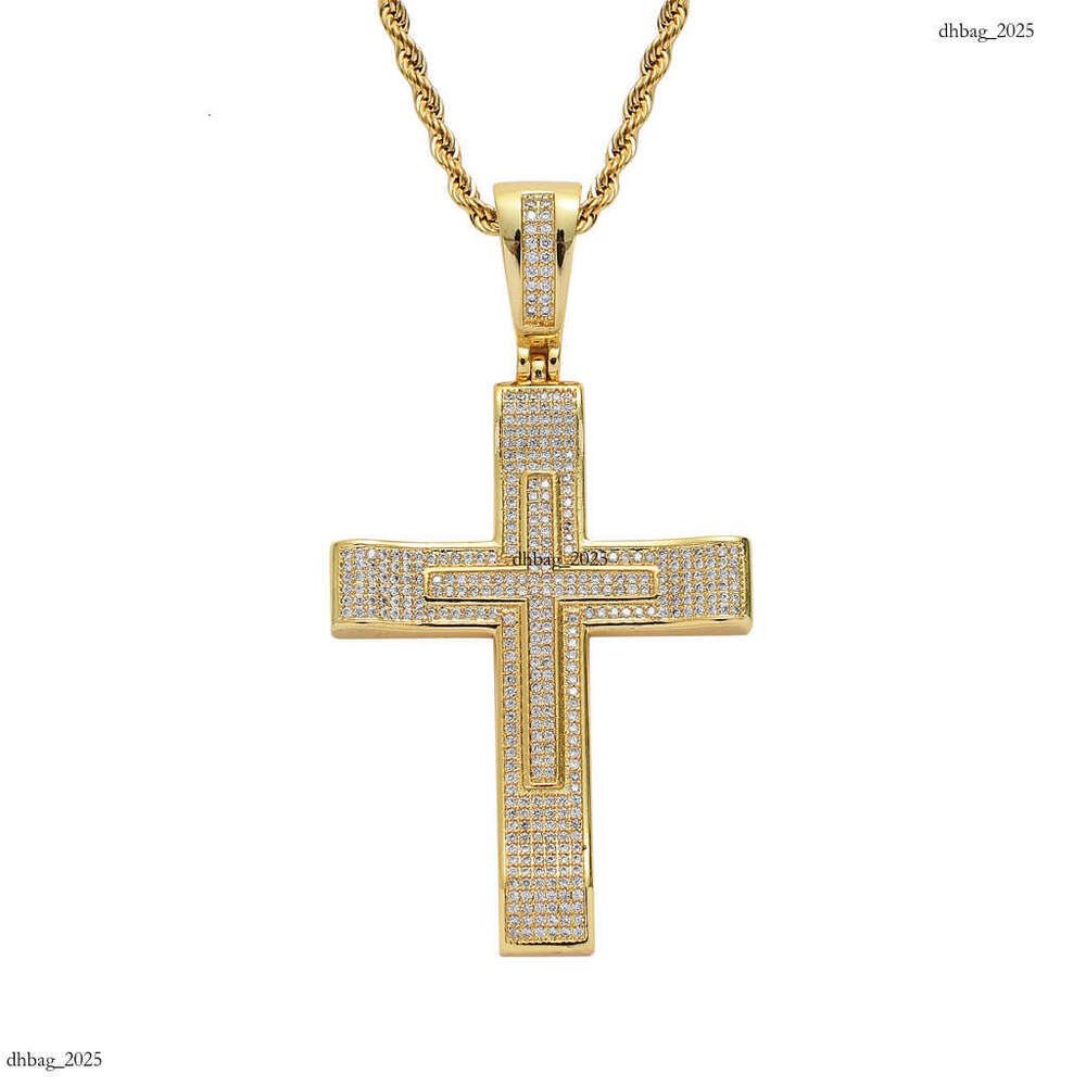New Cross Pendant Full Moissanite chain Real Gold Religious Hip-Hop Jewelry