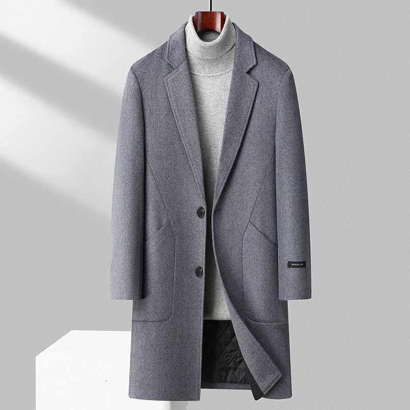 Old Money Men Classic Double-faced Wool Coat Notched Lapel 3D Tailored Fit for a Sharp Silhouette Overcoat Black Gray Burgundy XJ250809