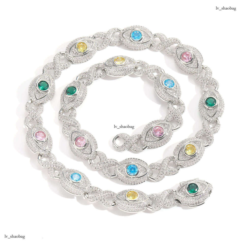 14mm Eye Infinite Colorful Moissanite chain Figure 8 Cuban Chain Creative Hip Hop Men's Necklace