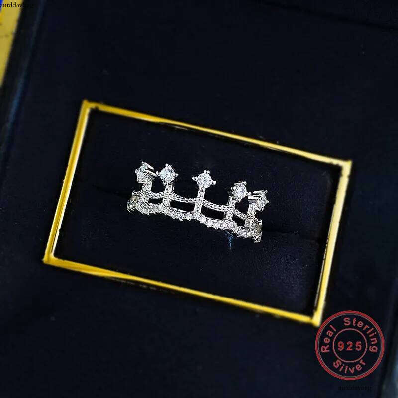 Choucong Ins Top Sell Elegant Wedding Rings Jewelry Genuine 100% Sterling Sier Pave Lab Moissanite Dia Eternity Lace King Women Crown Ring Gift