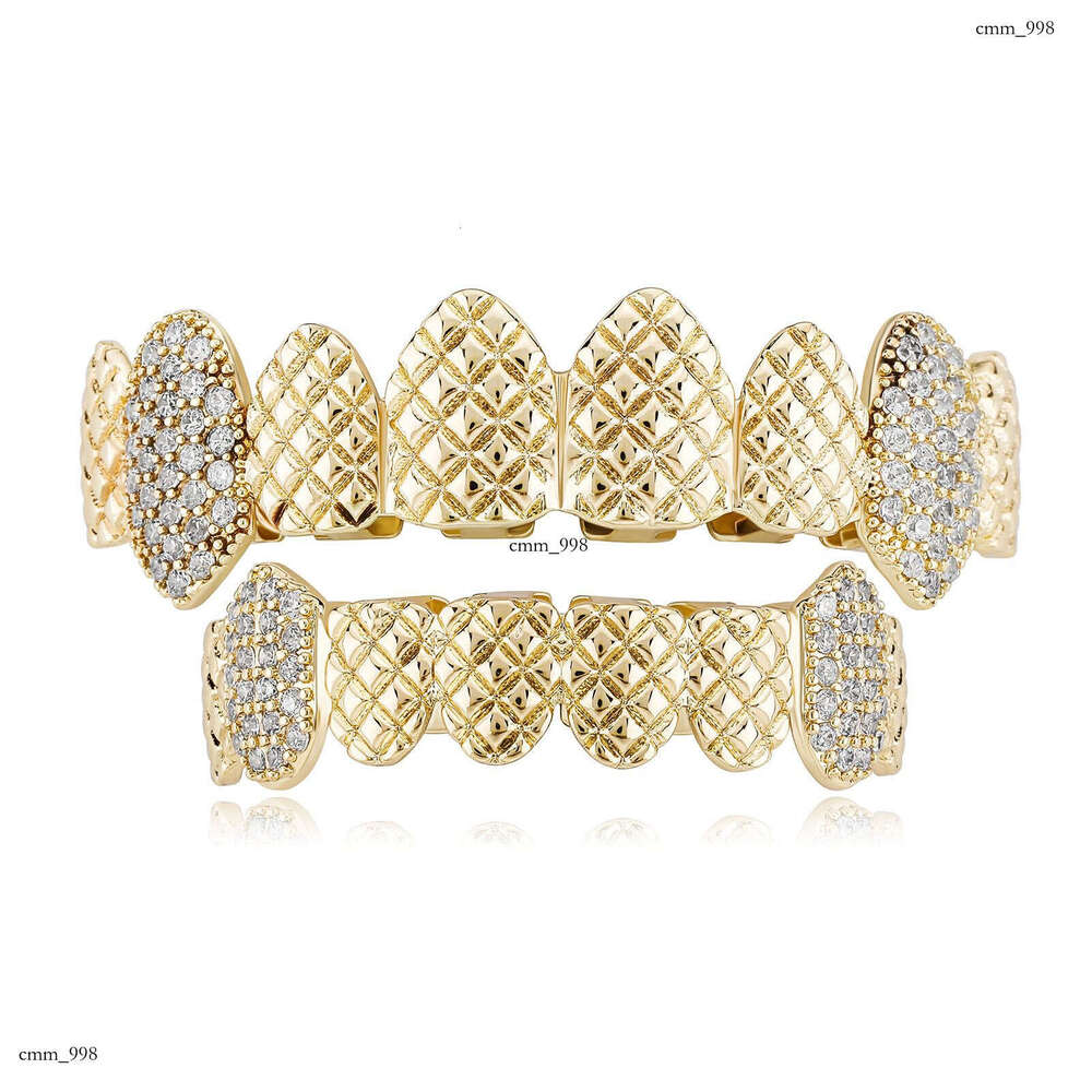 Sharp Eight Full Dia Sterling Silver Inlaid Zircon Grills Hot Hip Hop Teeth Jewelry