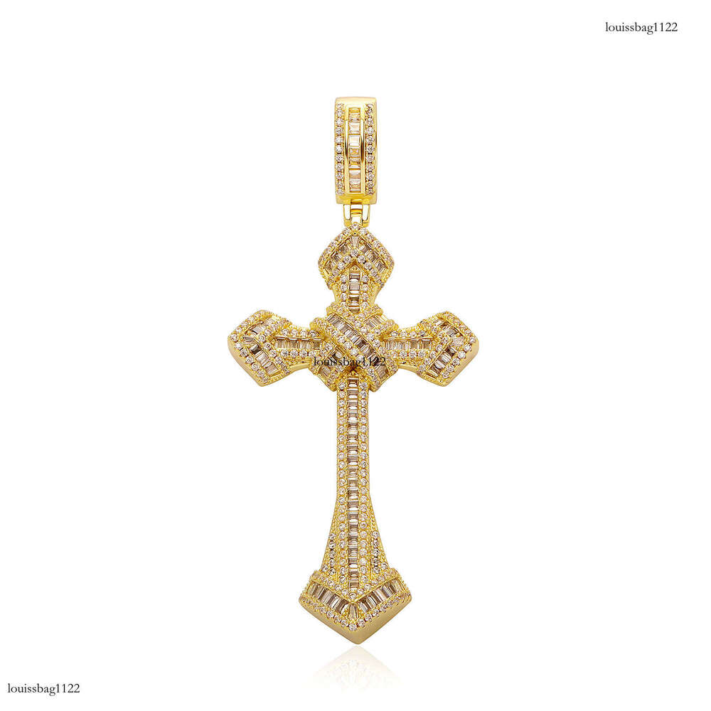 Hip Hop T Square Moissanite chain Cross Pendant Trendy Unisex Fashion Personality Necklace Accessory