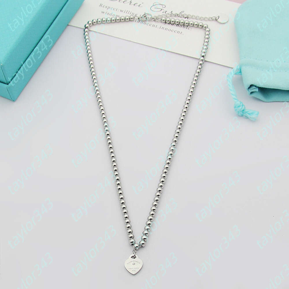 Designer Women Necklaces For Love Heart-shaped Gold Silver Beaded Pendant Necklace Girl Gifts Fashion Jewelry