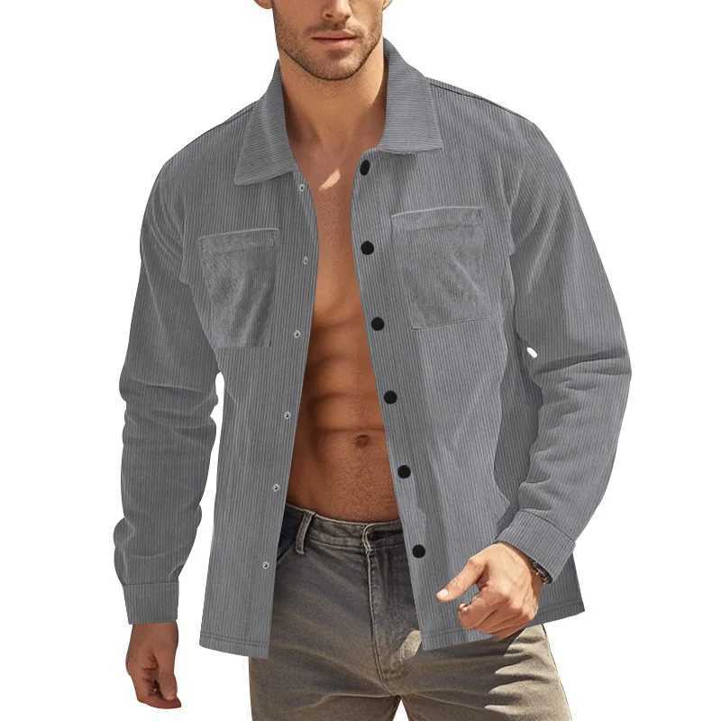 2024 New Mens Heavy Corduroy Shirt Long Sleeve Shirt Casual Cardigan Jacket W250809