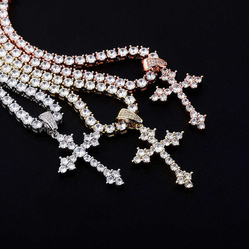 Cross Pendant Full Moissanite chain Simple Religious Necklace Accessory Versatile Inlaid with Dias