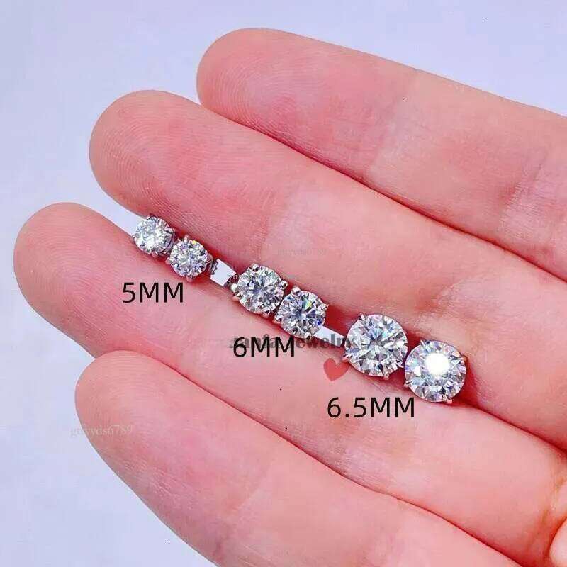 Top of the line earringsScrew Back VVS Moissanite Hip Hop S Sier 10K 14K Gold Dia Round Solitaire Stud Earrings