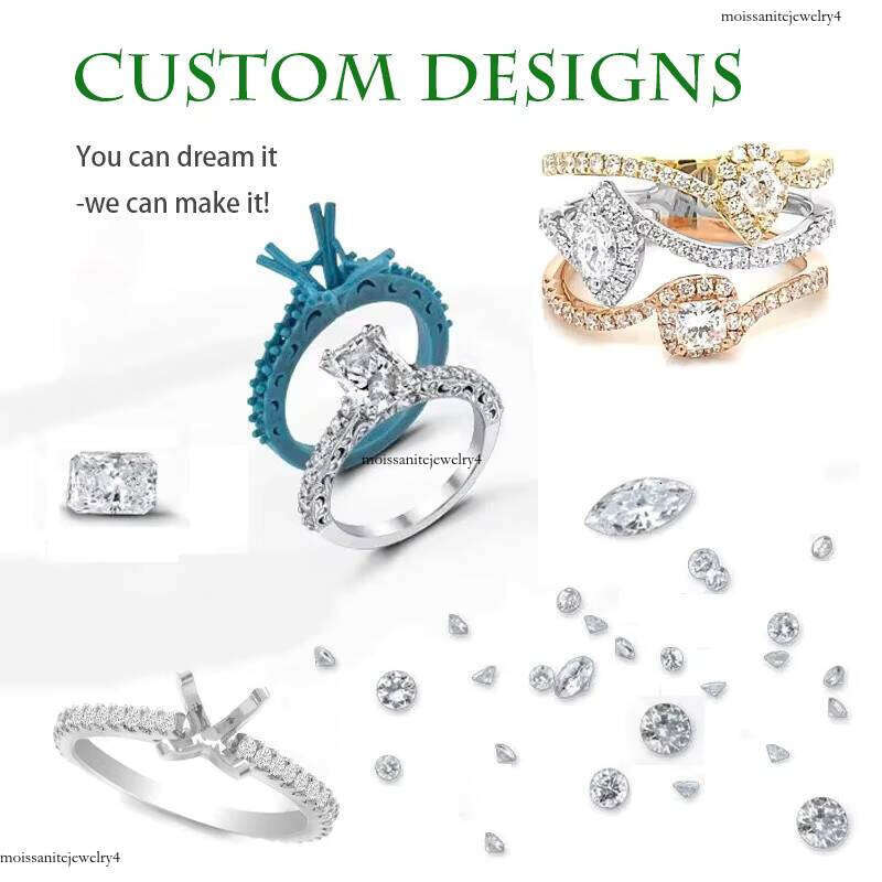 Customized Elegant Jewelry White Gold Five Pear Moissanite Dia High Quality for Wedding Ring