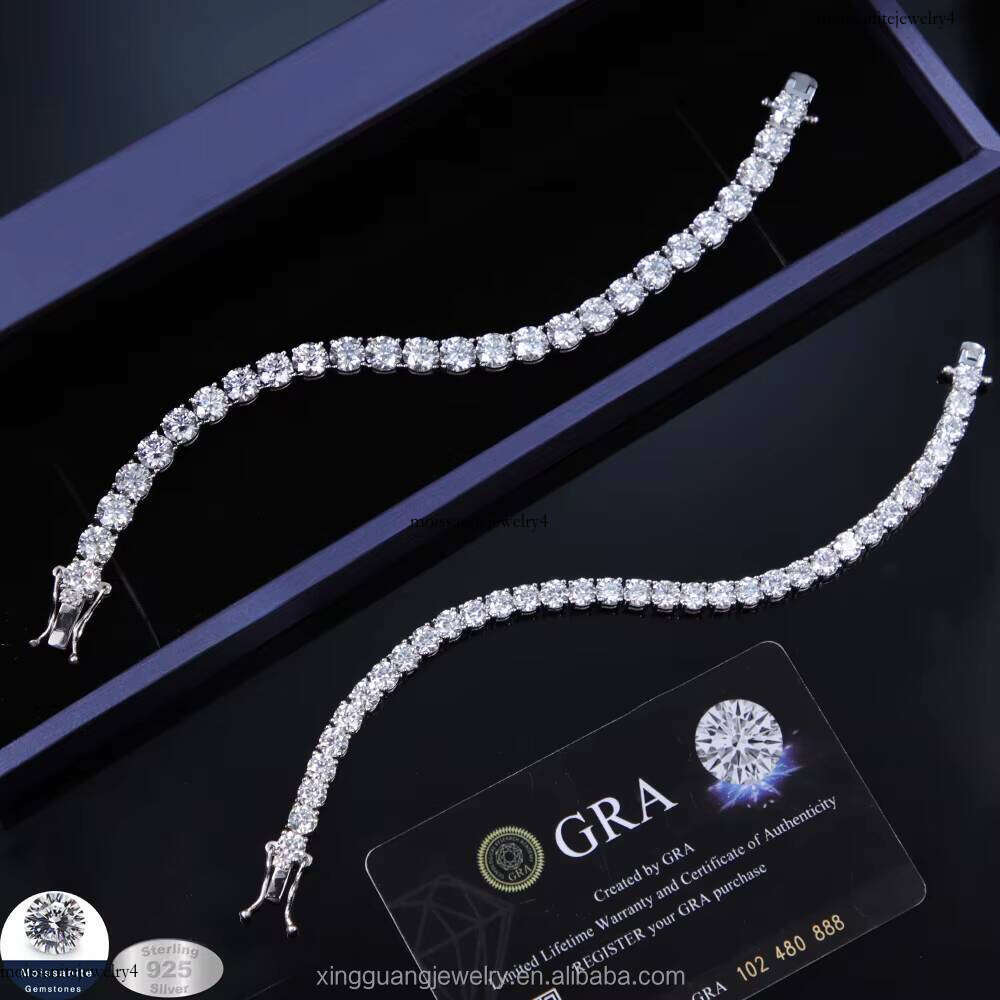 Hot Sale Tennis Chain Sier Fine Jewelry Bracelet VVS Moissanite Chains