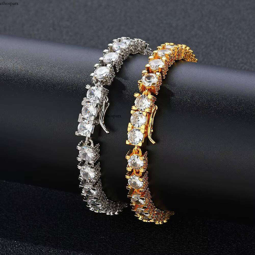 NUOYA Fine Jewelry New Design Iced Out Dia White Gold Plated 6mm Bling CZ Tennis Chain Women's Hip Hop Necklace