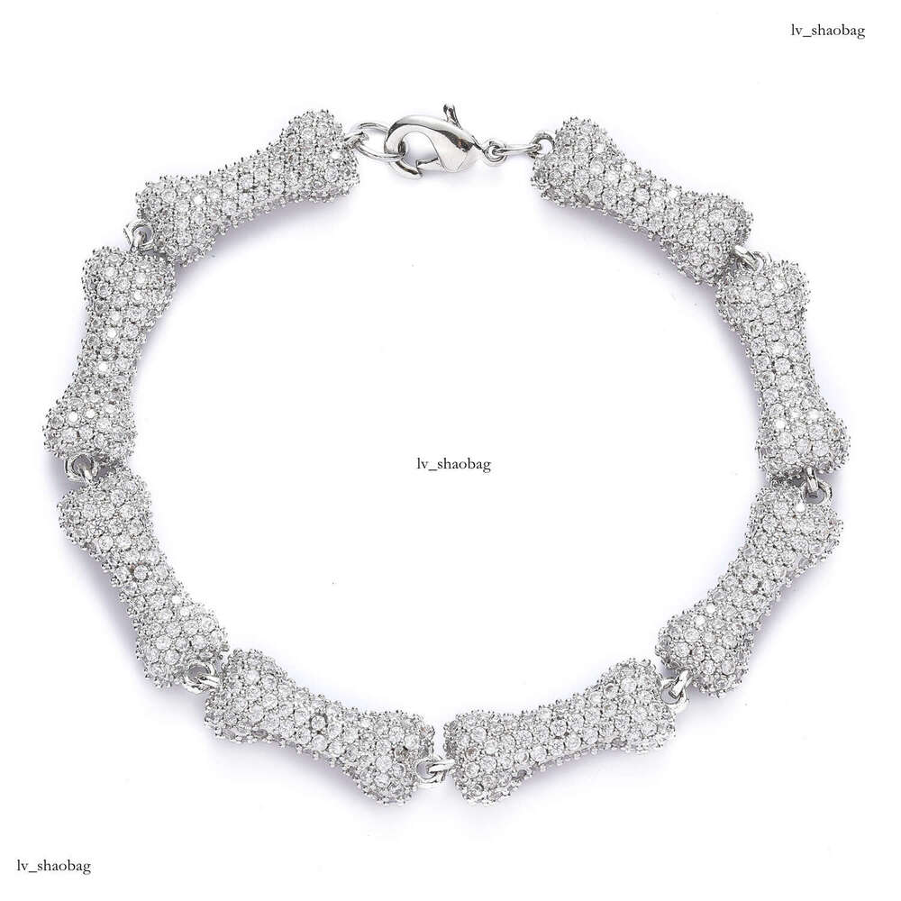 New Bone 10mm Full Moissanite chain Pink Choker Personality Unisex Hip Hop Necklace