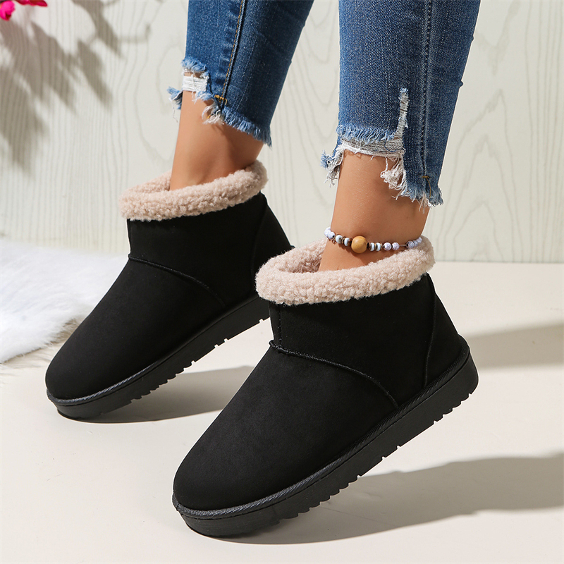 Designer shoes free shipping new Outdoor trainer winter plush platform non-slip snow boots for women's keep warm short boots black white
